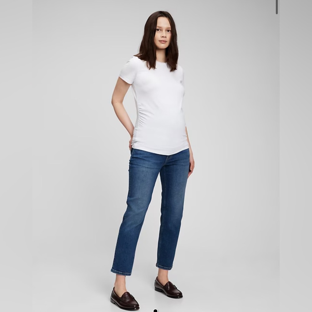GAP Maternity Women's Straight Leg Cropped Blue Jeans